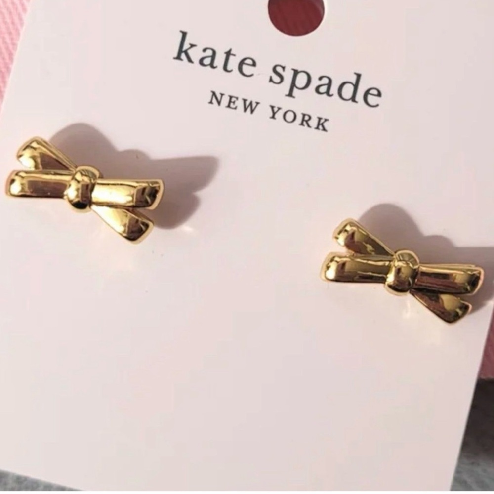 kate spade gold bow stud earrings NWT - Picture 2 of 8